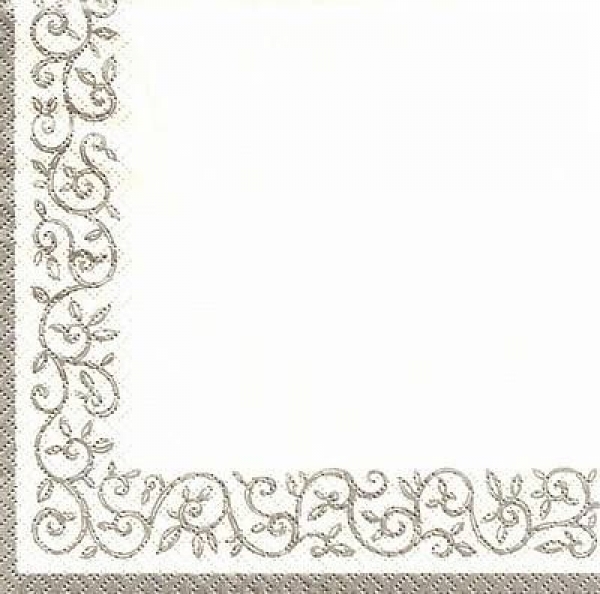s9453 - Romantic Border - silver-white - Napkins - Package - 20 pcs.