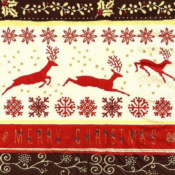 s9469 - Nordic Reindeers - red - Napkins - Package - 20 pcs.