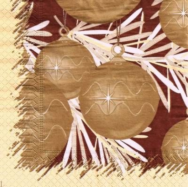 s9496 - Weihnachtskugeln - gold - Servietten - Packung - 20 Stück