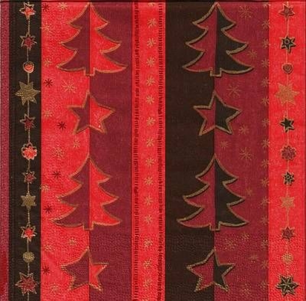 s9587 - Weihnachtsbäumchen - rot - Servietten - Packung - 40 Stück