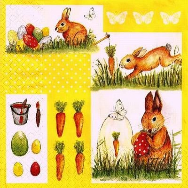 s9631 - 3 Häschen - Napkins - Package - 20 pcs.