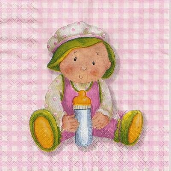 s9652 - Hello Baby - rosa - Servietten - Packung - 20 Stück