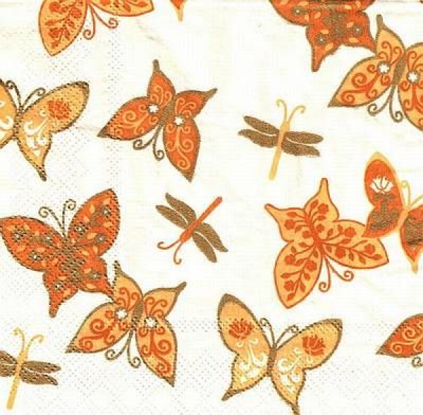 s9935 - Schmetterling orange/gold - Servietten - Packung - 20 Stück