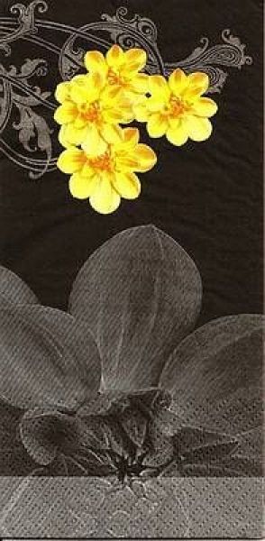 s9z10252 - Modern Flower black- Buffet - Servietten - Packung - 16 Stück