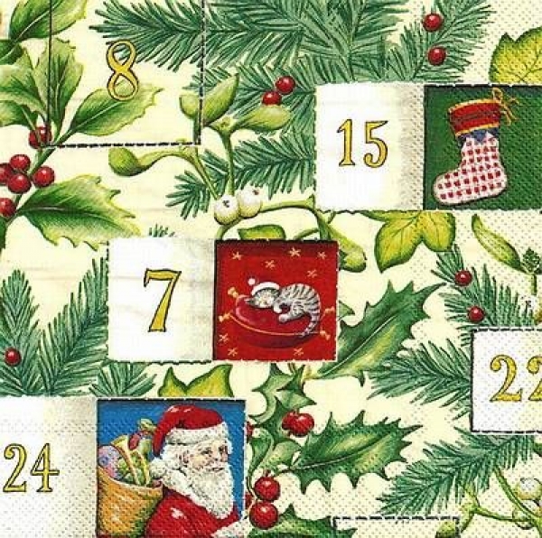 s9z10438 - Advent Calender - cream - Napkins - Package - 20 pcs..