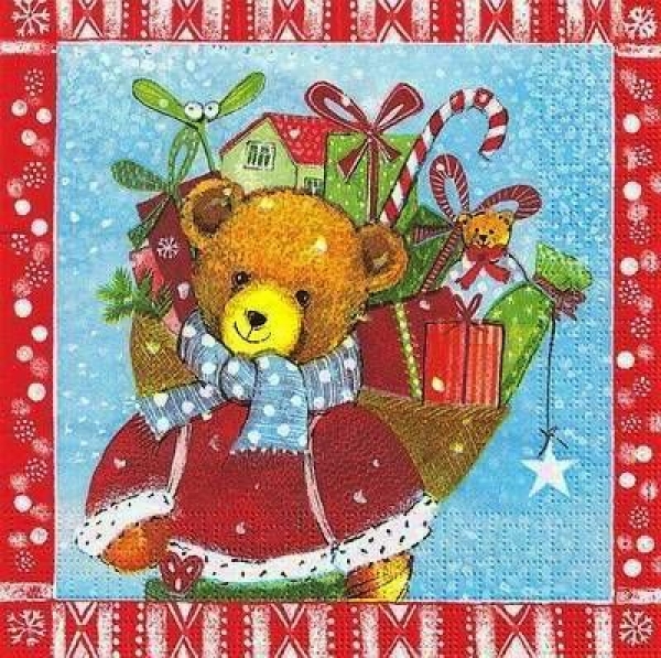 s9z10634 - Christmas Teddy - Servietten - Packung - 20 Stück.