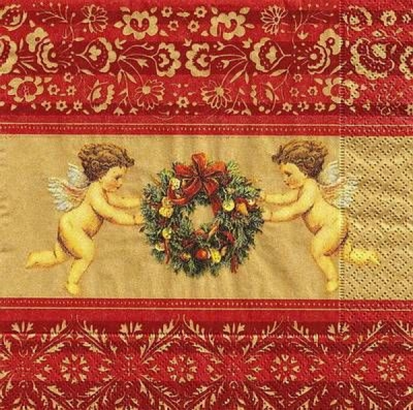 s9z10759 - Retro Angels - dark red - Servietten - Packung - 20 Stück.