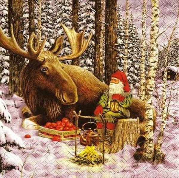 s9z10906 - Nisse with Moose - Servietten - Packung 20 Stück