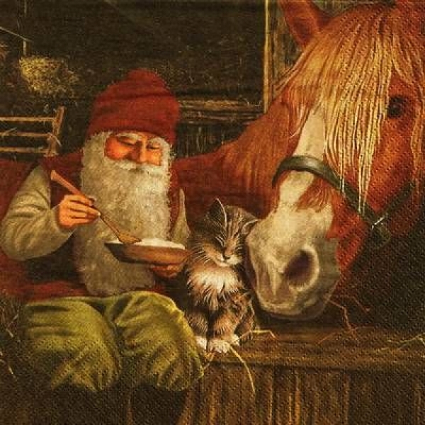 s9z10907 - Nisse with Horse - Serviette - Stückpreis