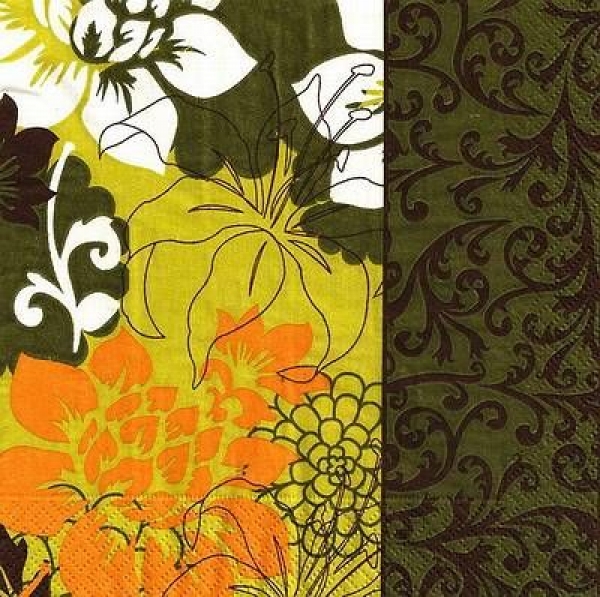 s9z11089 - Blumen-Ornamente - Servietten - Packung - 20 Stück
