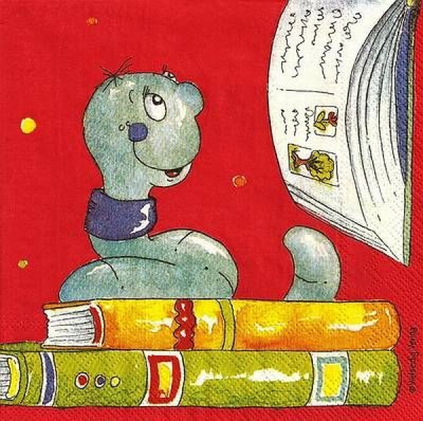 s9z11103 - Bücherwurm - Servietten - Packung - 20 Stück