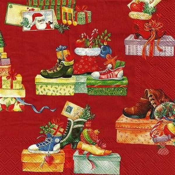 s9z11227 - Present Parade - red - Napkins - Package - 20 pcs..