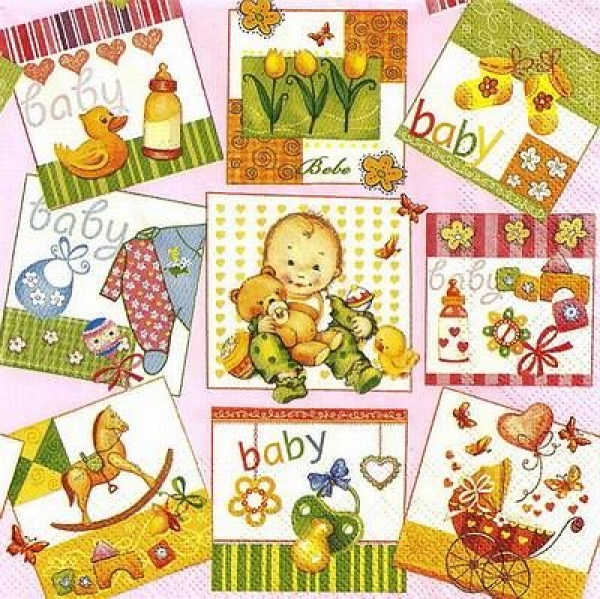 s9z11256 - Baby - rose - Servietten - Packung - 20 Stück