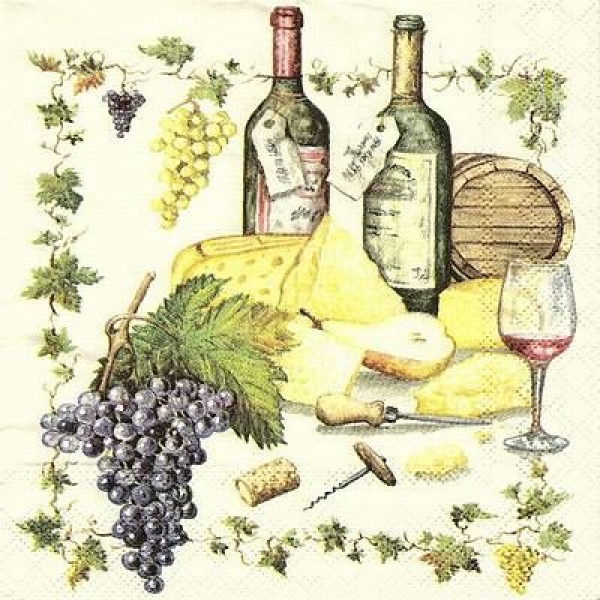 s9z11670 - Wine and Cheese - Servietten - Packung - 20 Stück