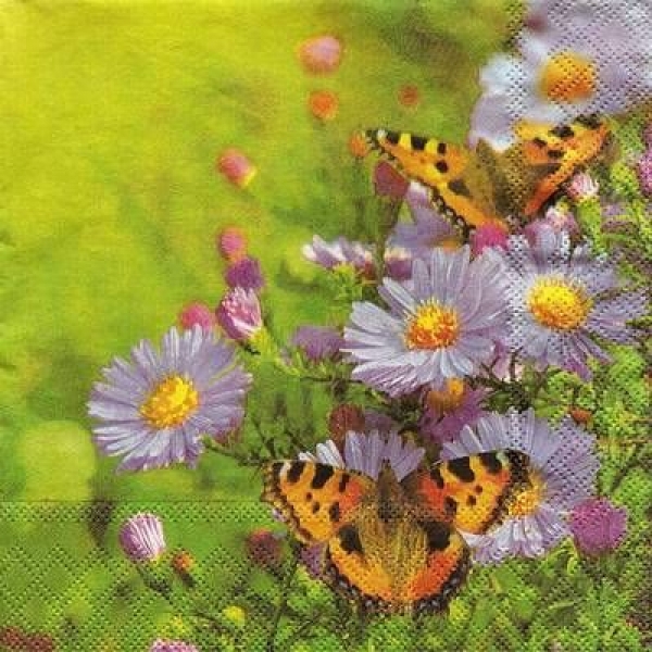 s9z11671 - Butterfly on Fower - Servietten - Packung - 20 Stück