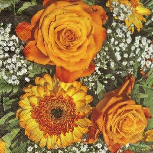 s9z11694 - Rosas Naranja - orange - Servietten - Packung - 20 Stück