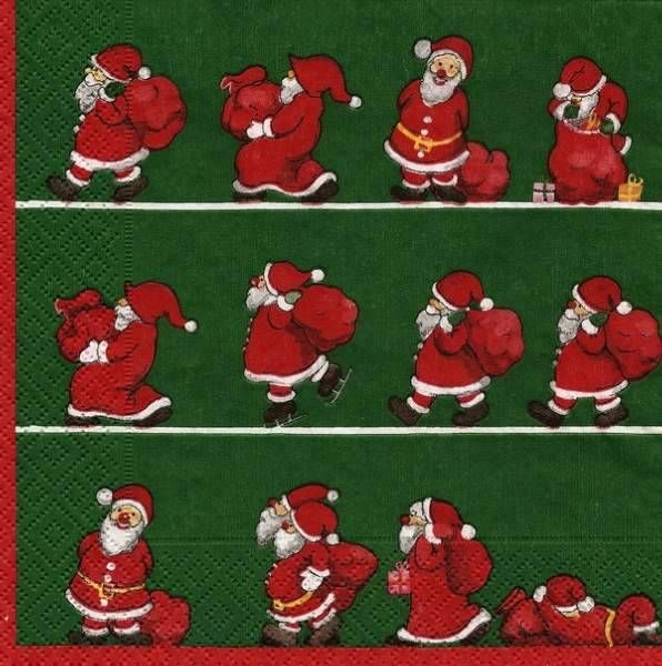 s9z11928 - Weihnachtsmänner - Serviette - Stückpreis