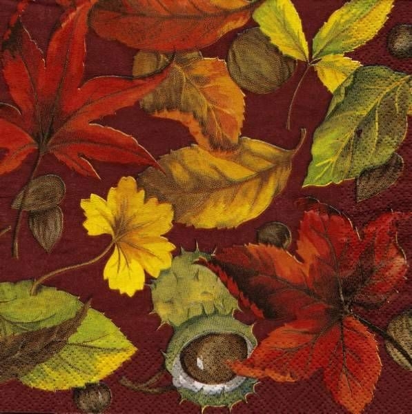 s9z11958 – Herbstblätter - rot - Serviette - Stückpreis