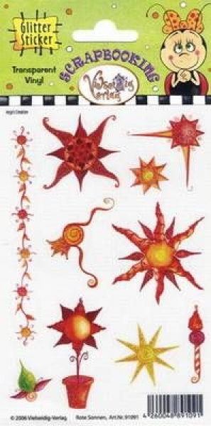 Glitter Sticker - sti0249 - Rote Sonnen
