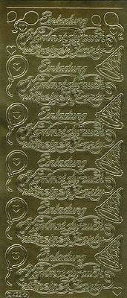sti0544 - Sticker gold - Einladung/Kommst Du auch...