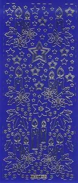 sti0583 -  Sticker blau - Kerzenmotive/Sterne