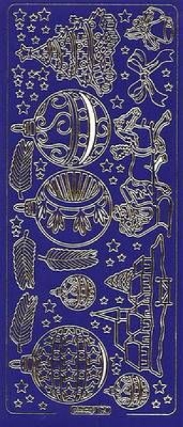 sti0615 -  Sticker blau/gold - Weihnachtsmotive