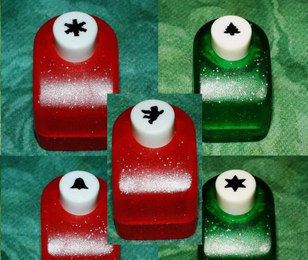 Motivlocher - Stanzer - mini – im 5er-Set – je 8 mm - Weihnachts-Motive (Putte, Schneeflocke, Glocke, Stern und Baum)