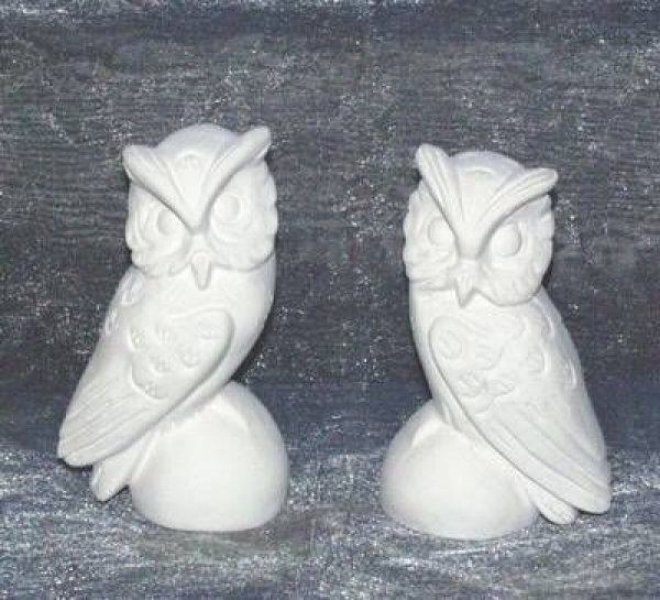 Eulen im 2er-Set - je 12 cm hoch - Schrühware