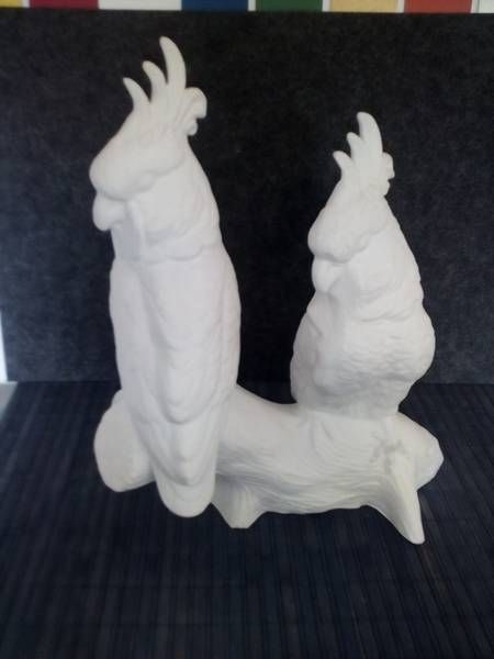 Kakadu-Paar auf Ast – 25 x 30 cm - Schrühware