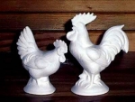 Hahn und Henne - bis 11 cm hoch - Schrühware
