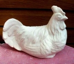 Sitzender Hahn - 30 cm lang - Schrühware