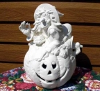 Hexe auf Kürbis zum Beleuchten – 37 cm hoch - Schrühware