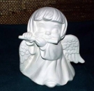 Engel mit Querflöte – 12,5 cm hoch – Schrühware