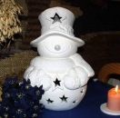 Schneemann mit Stern - ausgeschnitten zum Beleuchten – 35 cm hoch - Schrühware