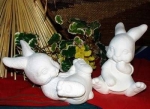 Hasenmädchen und Hasenjunge im 2er-Set – je 20 cm - auch für Buchstütze S-1014 - Schrühware