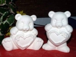 Teddies mit Herz (2) - bis 12,7 cm hoch - Schrühware