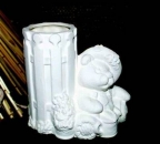 Teddybär – Behälter für Stifte – Vase – 13 cm hoch – Schrühware