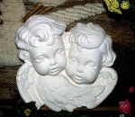 Doppel-Puttenköpfe – 30 cm Durchmesser – Schrühware