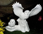 Eule mit Kind -  20 cm hoch - Schrühware