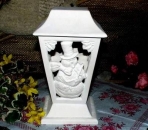 Laterne mit Schneemann - 2 Seiten ausgeschnitten – 29 cm hoch - Schrühware
