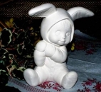 Hasen-Baby – kuschelnd – 17,8 cm hoch – Schrühware