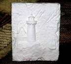 Wandkachel mit Leuchtturm – 23 x 15 cm – Schrühware