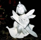 Elfe im Blattboot – 10 x 10 cm – Schrühware
