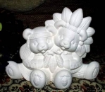 Teddy – Indianer-Paar – 25 x 18 cm – Schrühware – Sonderangebot