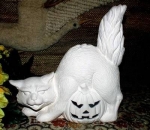 Halloweenkatze zum Beleuchten - auch für die Fensterbank – Schrühware