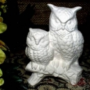 Eulen auf Ast - 14 cm hoch - Schrühware