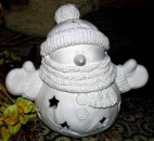 Windlicht Schneemann - Snuggles - mittel – 22,5 cm hoch - Schrühware