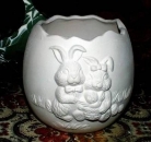 Vase mit Hasenpärchen - 12,5 x 11,3 cm - Schrühware