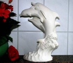 Delphinpaar mit Kind – 30 cm hoch - Schrühware