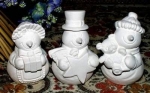 Snowpeople 3 – Set (3 verschiedene) - 8 cm hoch - Schrühware
